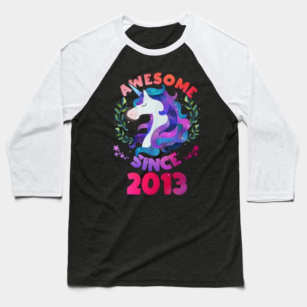 Cute Awesome Unicorn Since 2013 Funny Gift Baseball T-Shirt by saugiohoc994